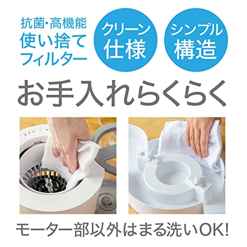 ボルネード 気化式加湿器 サーキュレータ搭載 35畳 大容量 過加湿にならない お手入れ簡単 5.7L 白 EV200-JP
