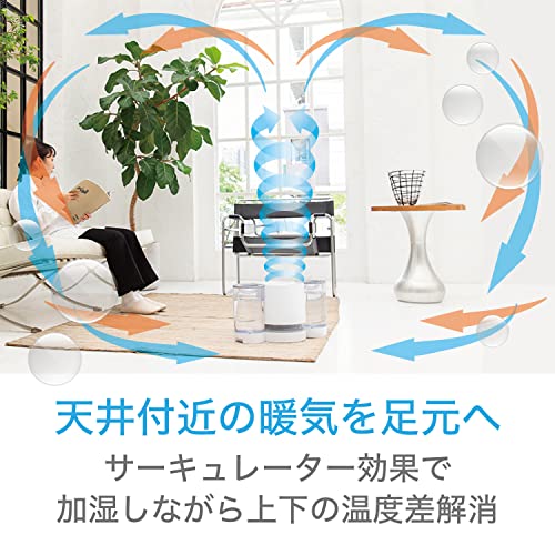 ボルネード 気化式加湿器 サーキュレータ搭載 35畳 大容量 過加湿にならない お手入れ簡単 5.7L 白 EV200-JP