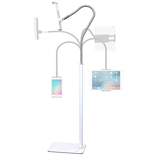スマホ ipad 床置タブレット スタンド フレキシブルアーム 360度回転 高さ調節 主体調節 寝ながら スタンド 根元強化 下垂防止 便利スタンド 5〜12.9インチまで対応 モニターアーム タブレットアーム 液晶モニターアーム (白の通販は 6,300円