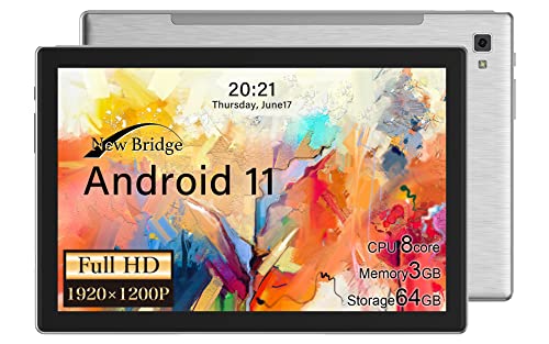 ニュー ブリッジ タブレット 10.1インチ 最新Android11 解像度1920*1200 オクタコアプロセッサー メモリー3GB+内蔵ストレージ64GB Bluetooth GPS リアカメラ約500万画素 オートフォーカス機能搭載 21,000円