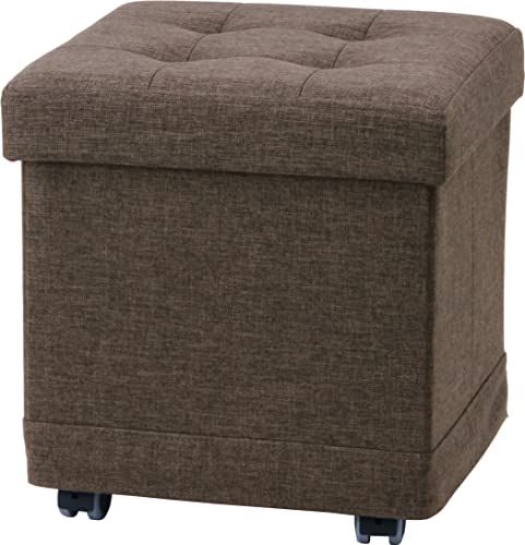 不二貿易 収納スツール ボックススツール 幅38×奥行38×高さ39.5cm チャコール 折りたたみ オットマン キャスター付き ベルク 51301