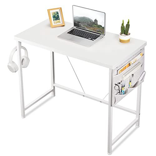 YeTom デスク 机 パソコンデスク pcデスク 子 つくえ 幅80*奥行40cm シンプルワークデスク 収納袋付き勉強机 フック付き学習机 オフィスデスク study table つくえ モニターアーム取付対応 組立簡単 テレワークの通販は
