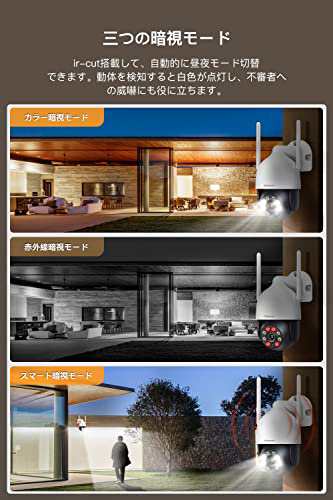 JENNOV 防犯カメラ 屋外 防水 wifi 1536P 300万画素 24時間常時録画対応 Alexa対応カメラ 人感センサー 投光威嚇 パンチルト 360 Degree 広角撮影 上下左右回転機能 監視カメラ カラー暗視撮影 双方向の通販は