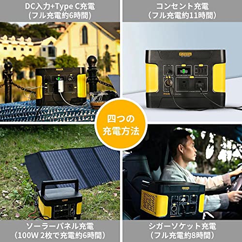 Evopow ポータブル電源 リン酸鉄リチウム 293750mAh/940Wh ポータブルバッテリー 出力1000W (瞬間最大2000W) AC/DC/USB/Type-C 四つの充電方法 LEDライト付き 純正弦波 MPPT制御方式_3