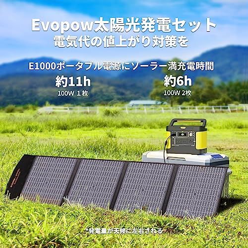 Evopow ポータブル電源 リン酸鉄リチウム 293750mAh/940Wh ポータブルバッテリー 出力1000W (瞬間最大2000W) AC/DC/USB/Type-C 四つの充電方法 LEDライト付き 純正弦波 MPPT制御方式_4