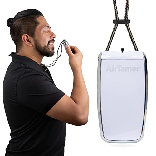 AirTamer A320W 充電式パーソナル空気清浄機、実証済みの性能、ウイルスおよび汚染物質テスト済み*、ホワイト、レザー トラベル ケース付き