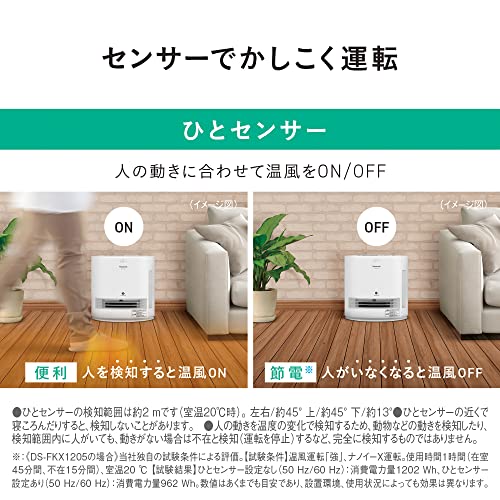 パナソニック セラミックファンヒーター 加湿機能付 ひとセンサー付 ナノイー搭載 グレー DS-FKX1206-H_4