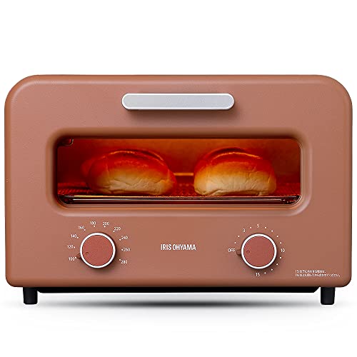 ＼テレビで紹介／アイリスオーヤマ オーブントースター 4枚焼き スチーム 高火力 温度調節機能 タイマー機能付き 遠赤外線 カーボンヒーター SOT-401-T テラコッタ