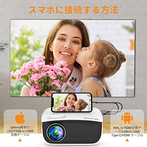 プロジェクター 家庭用 小型 7500LM 1080Pサポート【100"プロジェクタースクリーン付き】 ホームプロジェクター 持ち運び便利 projector の通販は