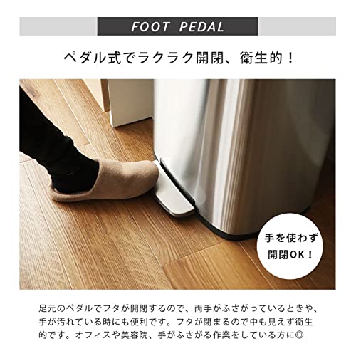 マナベインテリアハーツ 50Ｌ ゴミ箱 ごみ箱 ふた付き ペダル式 ダストボックス 大きい フラットランド 45l 袋対応 足踏み 大容量 密閉 シルバー_1