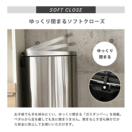 マナベインテリアハーツ 50Ｌ ゴミ箱 ごみ箱 ふた付き ペダル式 ダストボックス 大きい フラットランド 45l 袋対応 足踏み 大容量 密閉 シルバー_2
