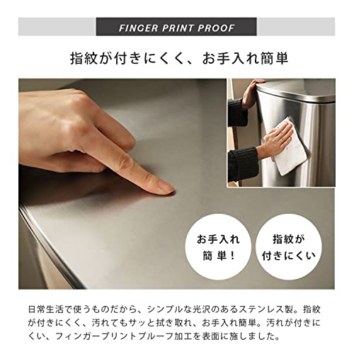 マナベインテリアハーツ 50Ｌ ゴミ箱 ごみ箱 ふた付き ペダル式 ダストボックス 大きい フラットランド 45l 袋対応 足踏み 大容量 密閉 シルバー_5