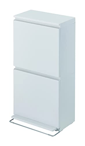 アスベル ゴミ箱 日本製 分別 ペダル2段ワイド 40L 20L+20L ECホワイト 幅40×奥行28×高さ76cm