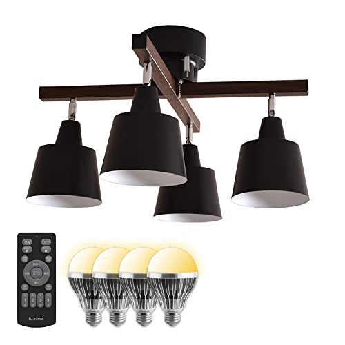VENTOTA シーリングライト 4灯 調光調色 リモコン付き LED電球100Ｗ形付き 木目 シーリング スポットライト E26 6畳 8畳 10畳 12畳 おしゃれ 北欧 リビング 天井 ダイニング 照明 照明器具 和室 寝室 Lai