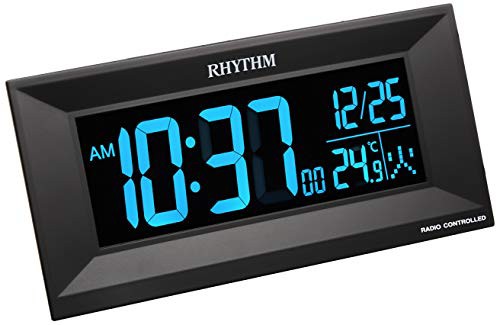 リズム時計 電波 目覚まし 時計 デジタル Iroria M イロリアM グラデーション LED 365色 表示 黒 RHYTHM 8RZ196SR02の通販は