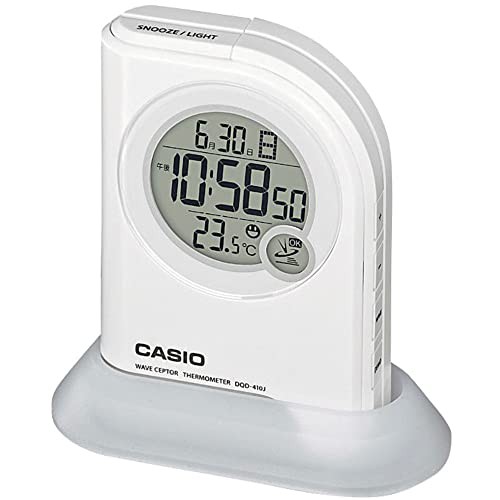 CASIO(カシオ) 目覚まし時計 電波 デジタル ウェーブセプター 懐中電灯 機能 温度 カレンダー 表示 ホワイト 10.3×7.2×2.4cm DQD-410J-7JFの通販は