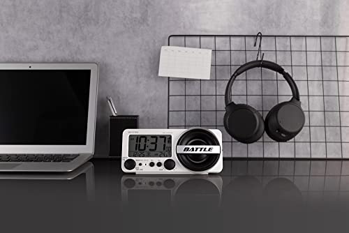 リズム(RHYTHM) 目覚まし時計 電波時計 大音量 1,000パターン 電子音 アラーム バックライト付き デジタル 「 フィットウェーブバトル230 」 8RZ230SR03 ホワイト :8.5×18.4×5.8cm