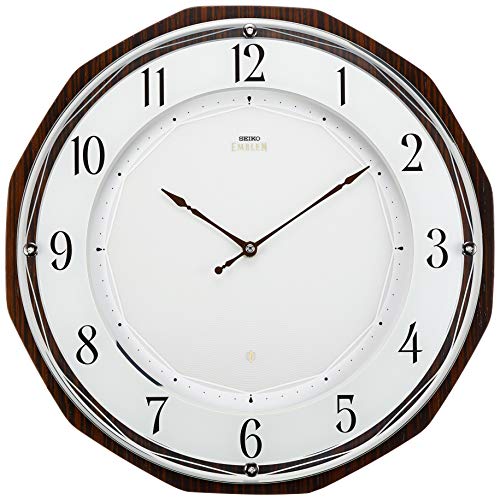 セイコークロック 掛時計 茶 352x352x35mm 電波 アナログ SEIKO EMBLEM HS536B_1