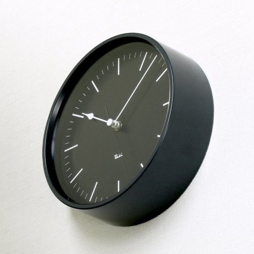 レムノス 電波時計 掛け時計 アナログ リキスチールクロック 黒 アルミ RIKI STEEL CLOCK WR08-24 BK Lemnos