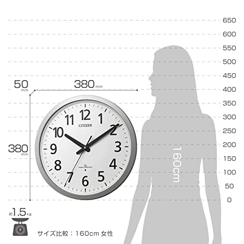 リズム(RHYTHM) シチズン 掛け時計 電波時計 アナログ 高感度受信 オフィス 静かな秒針 銀色 Φ38x5cm CITIZEN 4MY855-019_2