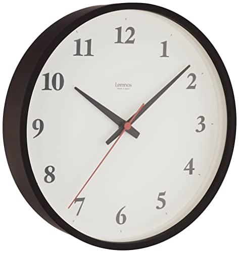 レムノス 掛け時計 電波 アナログ プライウッド 茶 天然色木地 Plywood clock LC22-02W BW Lemnos ブラウン 直径25.4?p