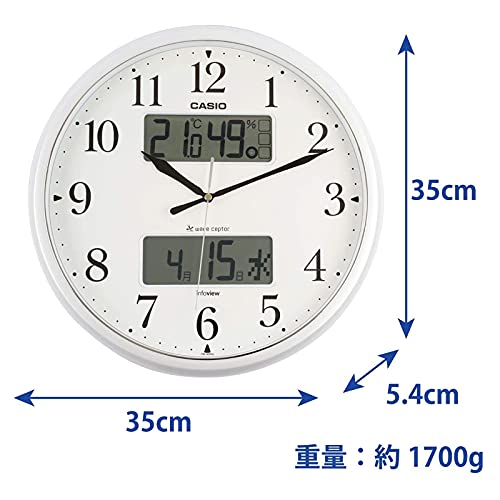 CASIO(カシオ) 掛け時計 電波 アナログ ウェーブセプター 常時点灯 生活環境 温度 湿度 カレンダー 表示 シルバー ITM-660NJ-8JF 35x35x5.4cm