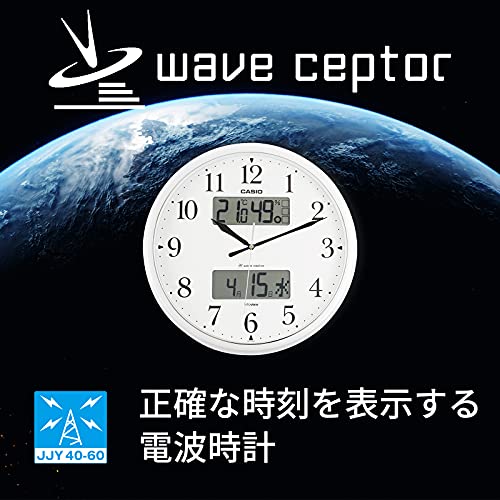 CASIO(カシオ) 掛け時計 電波 アナログ ウェーブセプター 常時点灯 生活環境 温度 湿度 カレンダー 表示 シルバー ITM-660NJ-8JF 35x35x5.4cm