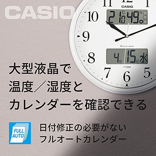 CASIO(カシオ) 掛け時計 電波 アナログ ウェーブセプター 常時点灯 生活環境 温度 湿度 カレンダー 表示 シルバー ITM-660NJ-8JF 35x35x5.4cm