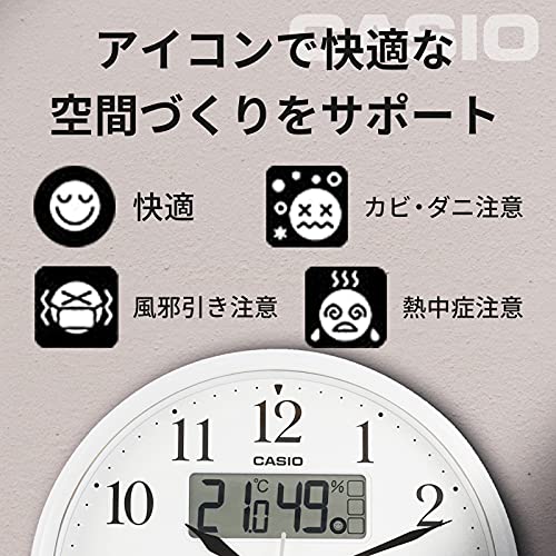 CASIO(カシオ) 掛け時計 電波 アナログ ウェーブセプター 常時点灯 生活環境 温度 湿度 カレンダー 表示 シルバー ITM-660NJ-8JF 35x35x5.4cm