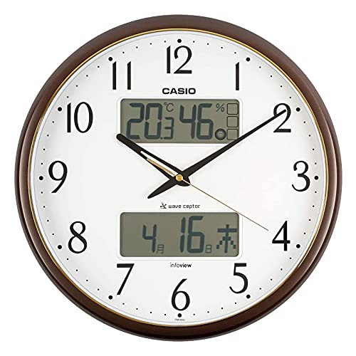 CASIO(カシオ) 掛け時計 電波 ブラウン 直径35cm アナログ 生活環境 温度 湿度 カレンダー 表示 ITM-650J-5JFの通販は 12,900円