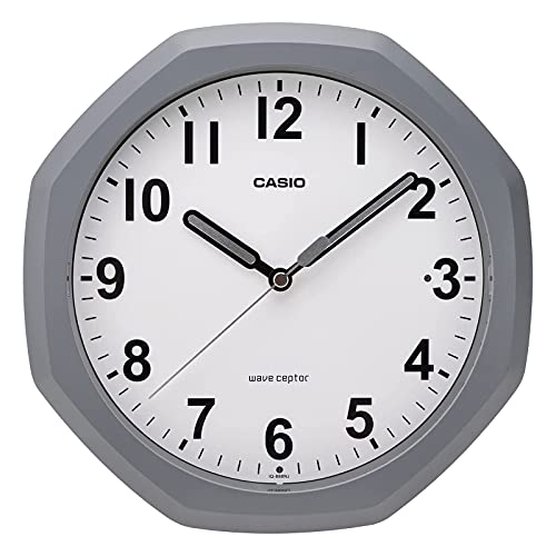 CASIO(カシオ) 掛け時計 電波時計 グレー アナログ 自動点灯 夜間秒針停止 置き掛け兼用 IQ-888NJ-8JF
