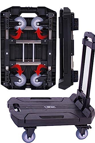 台車 折りたたみ 軽量 コンパクト 自動でタイヤ収納 フラットに収納 耐荷重200kg 小型 軽い 本体4.3Kg ストッパー付き 3インチ 大型タイヤ 変形 荷台 伸縮 樹脂 静音 家庭用 折り畳み キャスター キャリーカート フラットの通販は