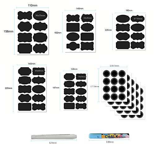 調味料ラベル 18シート 168個の再利用可能な黒板ラベル チョーク