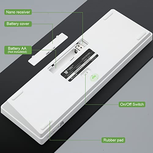 Merdia メカニカル式キーボード 68キー 無線2.4G接続 3台接続可能 スマホ用 タブレット用 US配列 赤軸-ブルーとホワイトの通販は