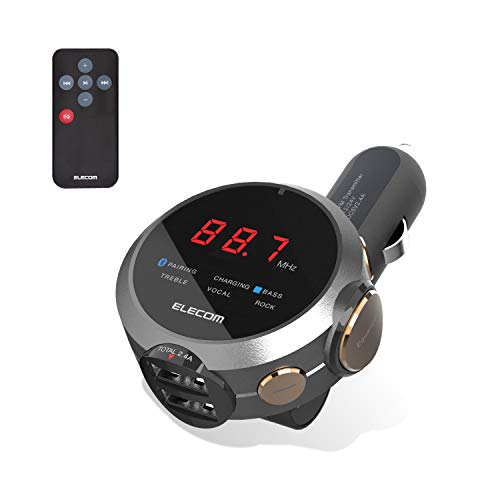 エレコム FM トランスミッター 重低音モード イコライザー付 Bluetooth USB×2ポート 2.4A おまかせ充電 リモコン付 ブラック LAT-FMBTB05RBKの通販は 7,304円