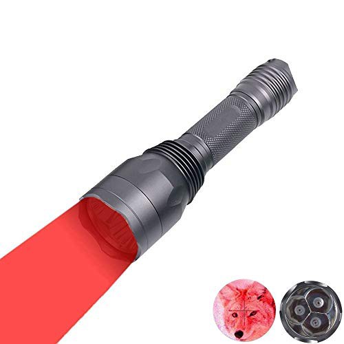 WindFire 超明るい 赤い光 懐中電灯 3つのLED 650ルーメン 防水赤色光LED懐中電灯、1モード、レッドハンティングライト、200メートル長距離照明、ハンチング 夜釣り 天文学 天体観測 夜間の撮影用 (18650電池は含まの通販は