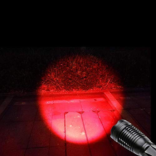 赤ライト、赤い光 懐中電灯 超明るい 赤色LEDライト ズーム可能 赤色光 ハンディライト 赤色光LED懐中電灯 1モード 防水  18650/AAA電池駆
