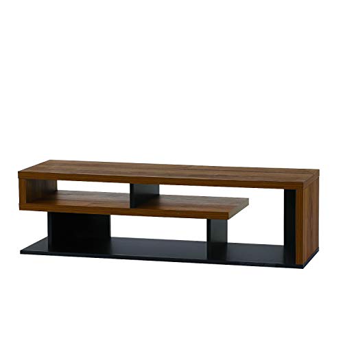 【40-50V型 大型テレビ用】 白井産業 テレビ台 ローボード テレビボード ユニークで無駄のないデザイン DVDプレイヤー収納 CD・DVDが収納可能 ダークブラウンとブラックのモダンなツートンカラー 木目調 簡単組立 幅120.2×の通販は