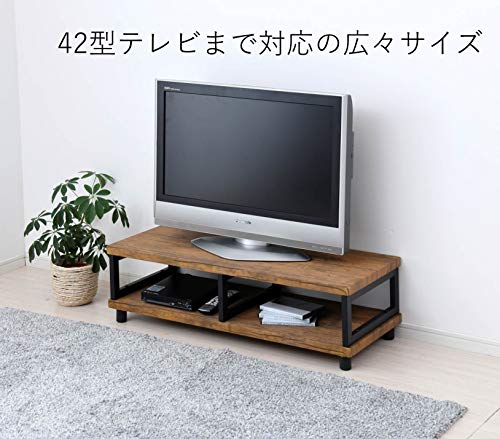 山善 テレビ台 幅100×奥行39×高さ29.5cm 42型対応 コンパクト アンティーク調 組立品 アンティークブラウン/ブラック FTR-1040(ABR/SBK)