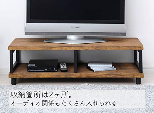 山善 テレビ台 幅100×奥行39×高さ29.5cm 42型対応 コンパクト アンティーク調 組立品 アンティークブラウン/ブラック FTR-1040(ABR/SBK)