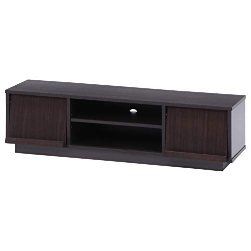 不二貿易 テレビ台 TVラック 32型対応 幅119×奥行38×高さ34cm ブラウン マガジンラック フラップ扉 コード穴あり 99261