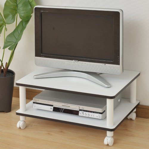 山善 テレビ台 幅60×奥行39.5×高さ28.5cm 24型対応 小さめ 一人暮らし シンプル ストッパー付きキャスター 組立品 ホワイト/ホワイト YWMB-60402C