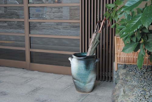 青窯変壷型傘立 信楽焼 陶器 傘立て 傘立_2