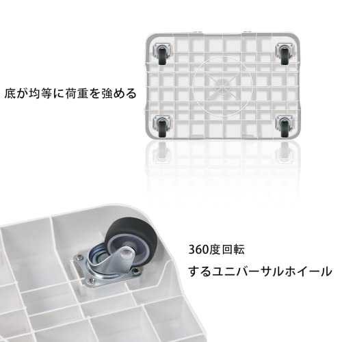 連結平台車【4台セット】キャリー収納ホーム 台車軽量 静音 ネット重0.85kg 耐荷重120kg 幅28.5×奥行40.5×高さ6.1cm ポリプロピレン 白_2