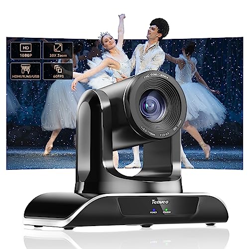 Tenveo PTZカメラWeb会議 広角1080p FHD 60 fps光学20倍ズームライブストリーミングウェブカメラUSB/HDMI/RJ45オートフォカスビデオ会議 オンライン教育 講義室対応リモコン付き(VHD20H)_1