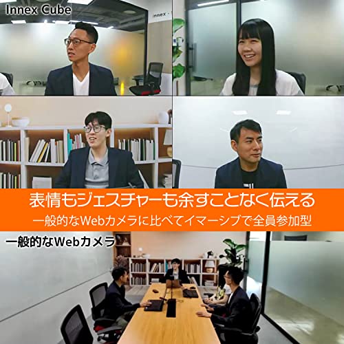 Innex Cube AI搭載 360度パノラマWebカメラ アクティブノイズリダクション 無指向性デュアルマイク内蔵 リモコン付属 自動顔追尾等ソフトウェア不要で多彩なレイアウトモード 電源いらずのプラグ＆プレイ Zoom Skype_3