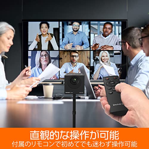 Innex Cube AI搭載 360度パノラマWebカメラ アクティブノイズリダクション 無指向性デュアルマイク内蔵 リモコン付属 自動顔追尾等ソフトウェア不要で多彩なレイアウトモード 電源いらずのプラグ＆プレイ Zoom Skype_4