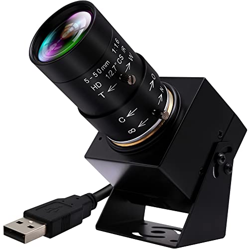 ELP 4K USB カメラ 可変焦点ウェブカメラ 5-50mm 10X ズーム バリフォーカル カメラ、2160P 30fps 手動ズーム フォーカス ウェブカメラ、IMX415 バリフォーカス USB ウェブカメラ クローズアップ U