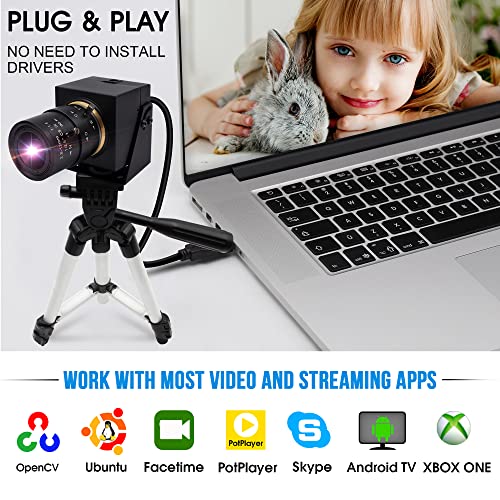 ELP 4K USB カメラ 可変焦点ウェブカメラ 5-50mm 10X ズーム バリフォーカル カメラ、2160P 30fps 手動ズーム フォーカス ウェブカメラ、IMX415 バリフォーカス USB ウェブカメラ クローズアップ U_5