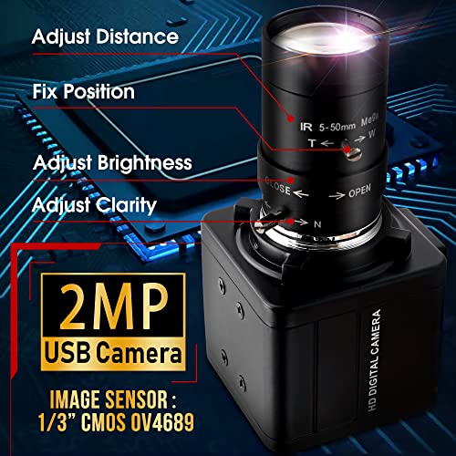 ELP 260fps 光学ズームWebカメラ 200万画素 高速 ウェブカメラ 5-50mm